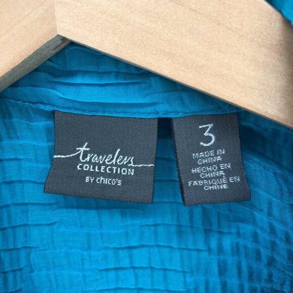 Chicos Top Womens 3 US Extra Large Blue Travelers Open Kimono Long Sleeve Layer - Picture 5 of 10